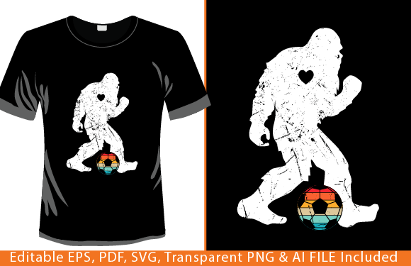 Bigfoot Playing Soccer Funny T-Shirt Graphics & Designs