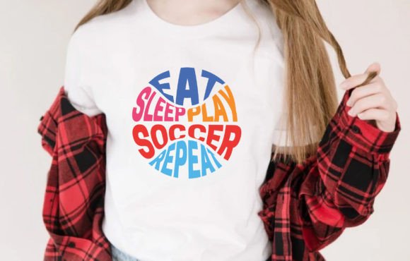 Eat Sleep Play Soccer Repeat SVG: T-Shirt Graphics for Editorial Use
