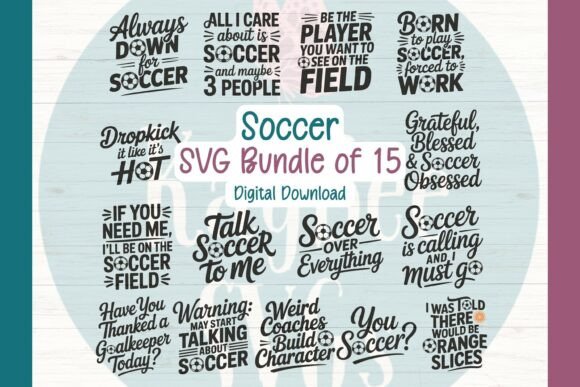 Soccer SVG Bundle: 15 Graphics for T-Shirt Designs